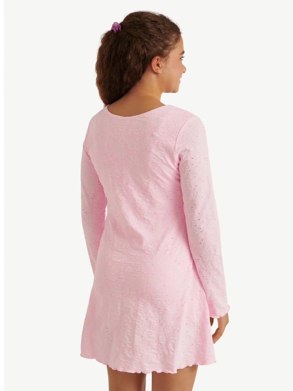 Justice Girl's Pink Skater Dress with Long Sleeves Size Large (12-14)